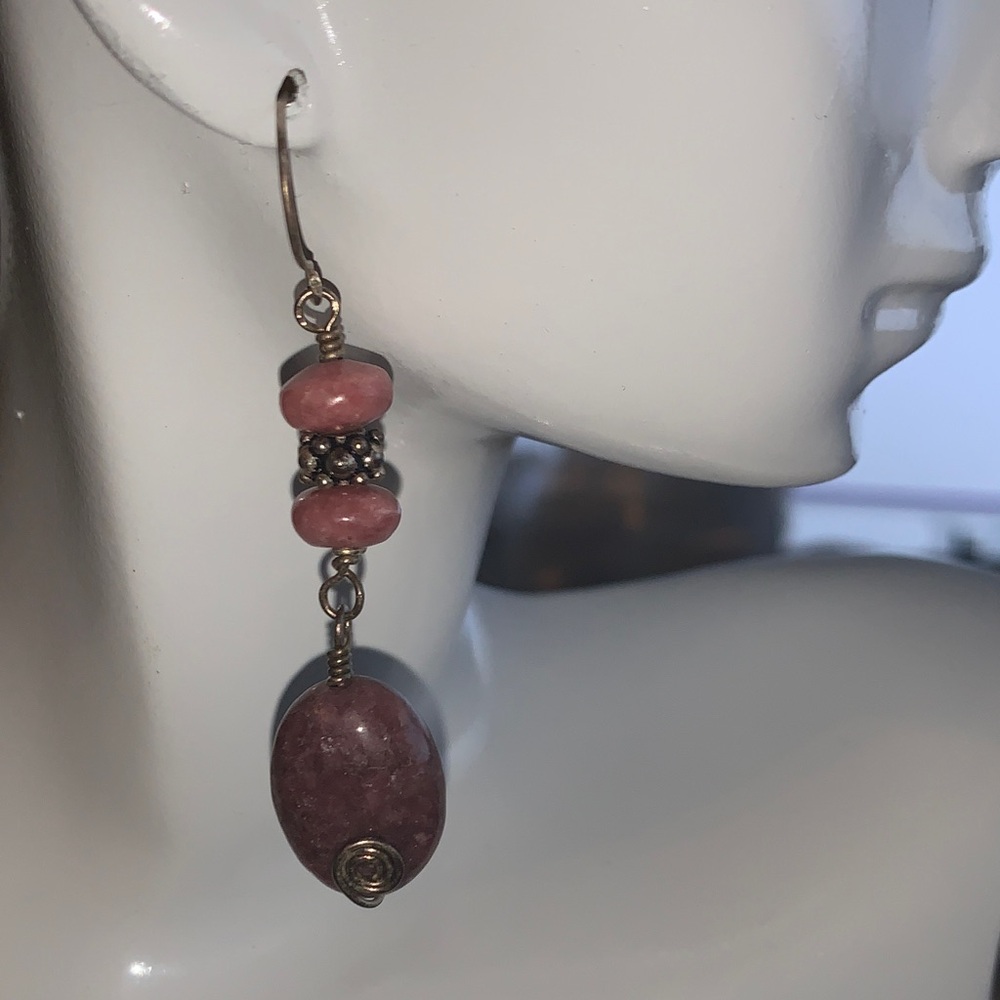 PULSE design Pink Stone and sterling silver Dangle Earrings